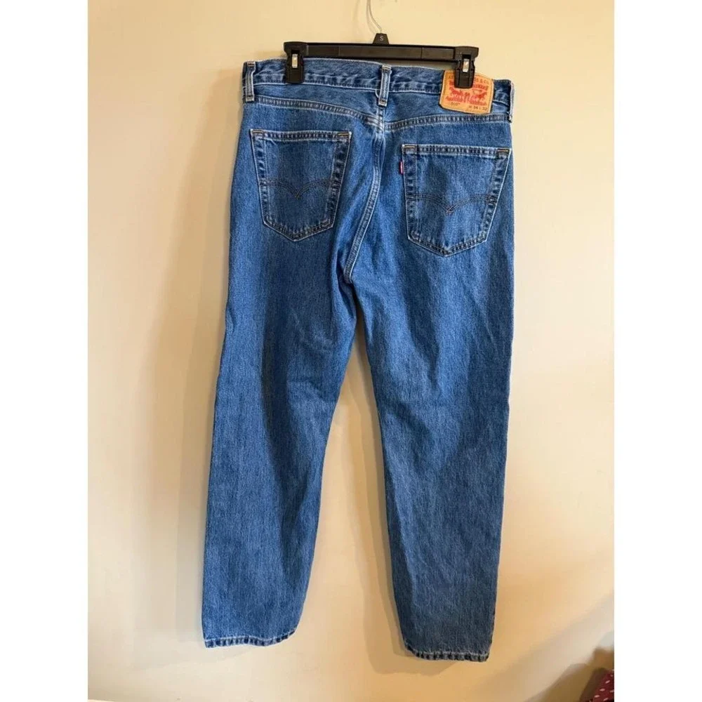 Levi Strauss 505 Mens Blue Denim Jeans W34 L32 Classic Straight Leg - Picture 2 of 5